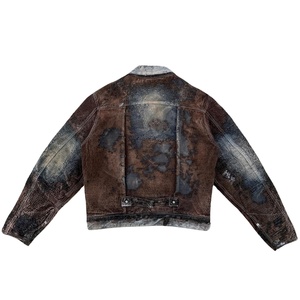 Veste en jean vieilli style vintage avec broderie strass, effet délavé soleil, pour homme, printemps, logo frontal, fabrication OEM 2026 - Product Image 4