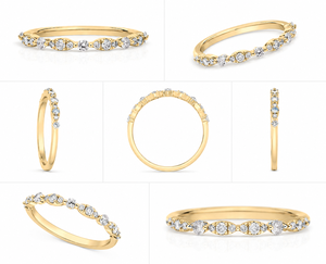 แหวนแต่งงานทองคำขาว 14K ประดับเพชรทรงกลมเพาะเลี้ยงแบบคลัสเตอร์ - Product Image 4