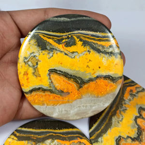 Venta al por mayor a granel piedras preciosas sueltas Natural Bumble Bee jaspe cabujón cuarzo amarillo para curar Chakra espiritual Reiki crudo - Product Image 1