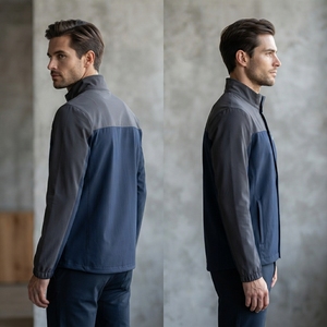 เสื้อแจ็คเก็ตกันลมสีเทากรมท่าสำหรับผู้ชาย คอตั้ง ซิปเต็มตัว น้ำหนักเบา เหมาะสำหรับกิจกรรมกลางแจ้ง - Product Image 4
