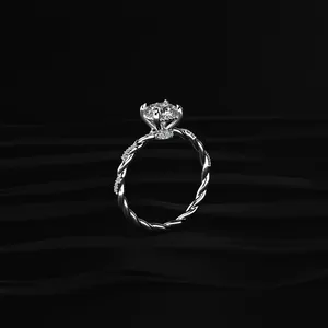 Nouvelle Collection Bague de Fiançailles Moderne en Diamant avec Bande Pavée Torsadée et Diamants Sertis, Clarté VVS-VS, Certifiée IGI, à Vendre - Product Image 2
