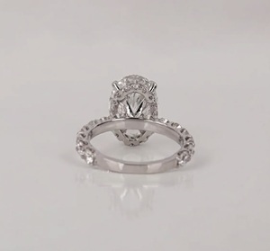 14K White Gold Certified DEF Color VS-VVS Clarity 925 Sterling <b>Silver</b> 1.30Ct Oval Lab Grown Diamond Hidden Halo Engagement Ring - Product Image 5