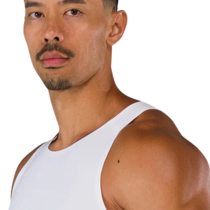 Men's White Athletic Workout Tank <b>Top</b> Quick Dry Breathable Sleeveless Training Shirt for Gym Running and Fitness - Product Image 3