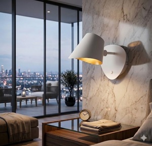 Modern Iron LED Wall <b>Lamp</b> with Push Dimmer Switch <b>Warm</b> White (3500K) Adjustable for Living Room Decor - Product Image 1