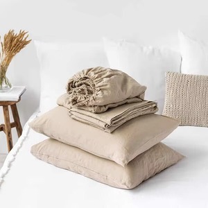 Ensemble de draps plats en lin, couleur unie, respirant, style Wabi Sabi, pour toutes les saisons, usage domestique, literie pour adultes - Product Image 3