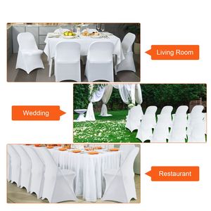 Housses de chaise extensibles en spandex blanc, 30 pièces, housses universelles pour chaises de cuisine pliantes, protection amovible lavable C - Product Image 3