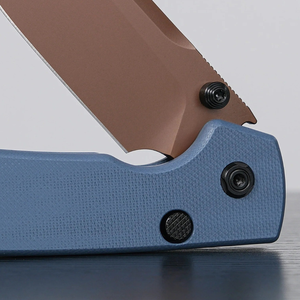 Outdoor Folding <b>Pocket</b> <b>Knives</b> with Copper Finish Curved Blade Blue Textured Handle Thumb Stud <b>EDC</b> <b>Utility</b> Cutting Tool use - Product Image 6