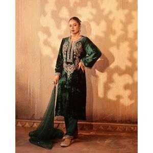 Conjunto de traje de fiesta de trabajo de secuencia de bordado pesado para mujer con trabajo de lentejuelas elegante - Product Image 3