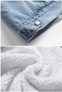 Winter Fashion Mens Jean Jacket Outwear Jackets Trendy Warm Fleece Thick Denim Jacket Wool Men Denim <b>Coat</b> - Product Image 5