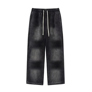 Best selling High Quality Fitness Street Wear Loose Style men's pants Breathable Washed Men's Acid Wash <b>Trousers</b> for sale - Product Image 4