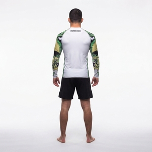 Custom Men's BJJ Rash Guard Long Sleeve MMA Grappling <b>Top</b> Sublimated <b>Skull</b> Pattern Combat Training Shirt - Product Image 2