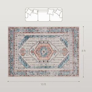 Tappeto Vintage 8x10 Lavabile in Lavatrice Marrone Blu Antiscivolo a Pelo Medio per Soggiorno Camera da Letto Sala da Pranzo - Product Image 3