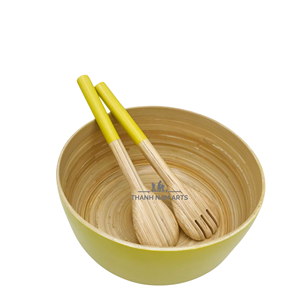 Bols en bambou jetables colorés usine du Vietnam pour les fêtes à usage commercial soupe pique-niques bol à salade de fruits ustensiles de cuisine essentiels - Product Image 1