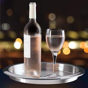 Plateau et assiette de service ronds en acier inoxydable poli, modernes et écologiques, pour la restauration, les bars et les traiteurs - Product Image 1