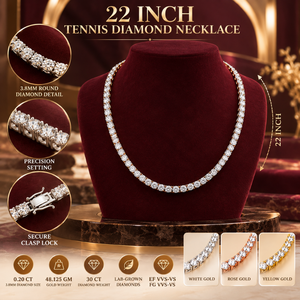 สร้อยคอเทนนิสเพชรเลี้ยงในห้องปฏิบัติการขนาด 22 นิ้ว รุ่นไทม์เลส |   ทอง 18K เพชรทรงกลม 0.20 กะรัต 3.8 มม. เครื่องประดับเพชรขายส่ง B2B - Product Image 5
