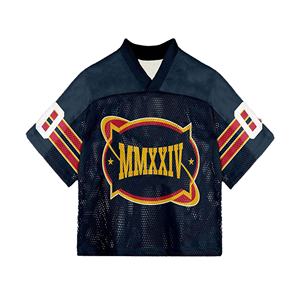 เสื้อกีฬาทีมกีฬาคอวีแขนสั้นผ้าตาข่ายระบายอากาศได้ดีพิมพ์โลโก้ได้ตามต้องการ - Product Image 1