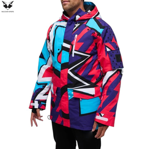 Chaqueta de Esquí Acolchada con Cierre, Impermeable, Transpirable y Resistente al Viento, para Adultos, con Estampado Geométrico Abstracto Vibrante, de Alto Rendimiento, para Invierno - Product Image 2