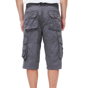 Shorts cargo pour homme, couleur unie, taille mi-haute, respirants, en coton, décontractés, avec plusieurs poches, fermeture à boutons - Product Image 3