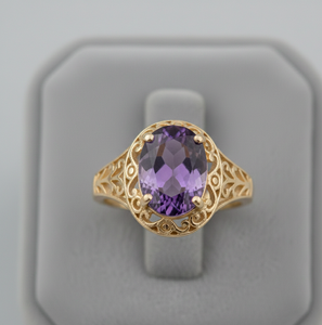 Blue Amethyst Engagement Style <b>Ring</b> Oval Cut, 925 Sterling Silver 18K Gold Plated Anniversary Gift <b>Ring</b> - Product Image 1