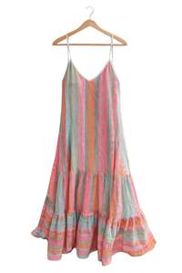 Robe longue en coton jacquard pour femmes, style bohème, col en V, sans manches, fabriquée par le fabricant - Product Image 2