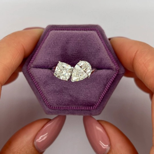 3.5 ct IGI CERTIFIED Toi et Moi <b>Two</b> <b>Stone</b> Pear and Oval Cut <b>Two</b> Lab Diamond Solitaire Engagement <b>Ring</b> - Product Image 4