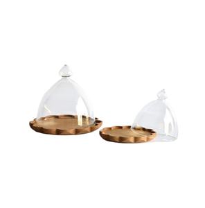 Ensemble de 2 en forme de dôme décoratif avec plaque en verre dôme tasse gâteau serveur meilleure vente belle table à dîner - Product Image 1