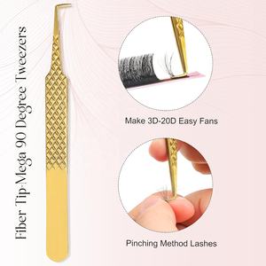 คีมหนีบขนตา90องศาที่หนีบขนตาแบบมืออาชีพอุปกรณ์ต่อขนตาสแตนเลสปลายแหลม - Product Image 2