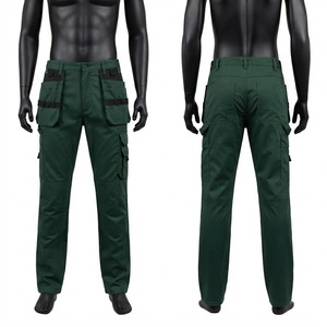 Premium Cotton Polyester Corduroy Eco-Friendly Breathable Acid Wash <b>Waterproof</b> Work <b>Pant</b> 260 GSM Black Neon Yellow <b>Cargo</b> Panels - Product Image 1