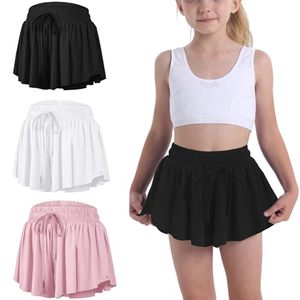 Jupe-short taille haute bleu clair pour femme avec poches, fermeture à cordon, style sportif, tissu en mousseline respirant - Product Image 2
