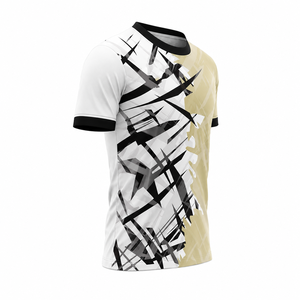 Maillot de football personnalisé par sublimation pour homme, manches courtes, col rond, anti-humidité, imprimé géométrique, vêtement de sport en polyester - Product Image 3