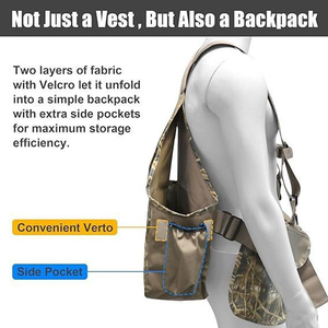 Gilet de chasse camouflage pour homme avec sangle réglable, sac de rangement pour gibier, gilet de tir extérieur avec pochette dorsale, vente en gros OEM - Product Image 4