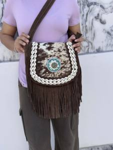 Bolsos de Flecos de Cuero Vacuno Auténtico de Estilo Occidental, Bolso Bandolera de Cuero Elegante, Bolsos Bohemios, Bolso Vintage con Estilo Gitano - Product Image 6