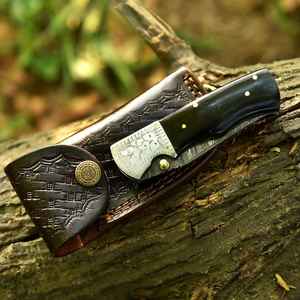 Cuchillo Plegable de Damasco Hecho a Mano Profesional de Alta Calidad con Funda de Bolsillo Personalizable, Soporte OEM y Mango de Madera – Cuchillo Utilitario - Product Image 5