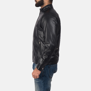 Veste en cuir pour homme, best-seller de la mode d'hiver, nouveau design avec col montant et motif de lettres sur le devant, veste confortable - Product Image 4