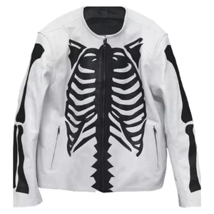 Unisex Handmade Sheepskin Leather Skeleton <b>Jacket</b> | Gothic Biker & <b>Punk</b> Bone Print Coat High-Volume Gothic & <b>Punk</b> Streetwear - Product Image 3