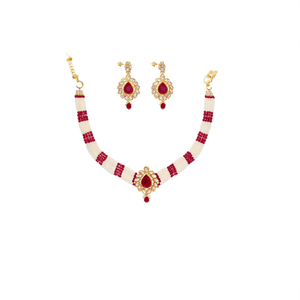 Juego de Joyería Fina NS109 Verde, Chapado en Oro, con Kundan y Cuentas, Collar y Aretes para Ocasiones Nupciales - Product Image 3