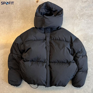 SPOFIT Chaqueta de Plumón con Capucha para Hombre, Gruesa y Cálida, Corta, Acolchada, Casual, con Cierre de Cremallera, Color Sólido, Ajuste Holgado, Ropa Exterior - Product Image 4