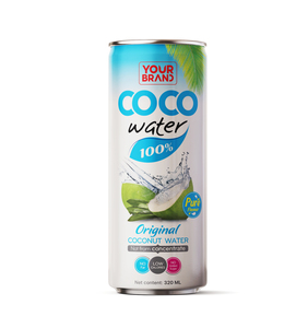 น้ำมะพร้าวแท้ 100% ขนาด 320 มล. น้ำมะพร้าวบริสุทธิ์แบบดั้งเดิม บรรจุกระป๋องอะลูมิเนียม ขายส่งจากผู้ผลิตเครื่องดื่มในเวียดนาม - Product Image 1