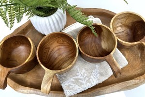 Tasse à boisson en bois d'acacia naturel avec poignée, style classique, tasse à thé/café 100/150 ml, passe au lave-vaisselle, écologique, par CRAFTSY HOME - Product Image 4