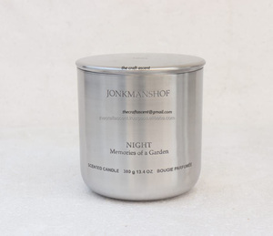 Stainless Steel Unique <b>Empty</b> Candle <b>Jars</b> 13.5 OZ Lid Brushed Finish & Custom Logo Handmade Luxury Metal Candle Holder With Lids - Product Image 3