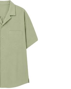 Customized Sage Green Oversized Casual Men <b>Shirt</b> <b>Half</b> Sleeve <b>Button</b> Up Cuban Collar Loose Fit Summer Beach Fashion Top Wear - Product Image 4