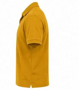 Chemise homme moutarde à manches courtes, couleur unie, décontractée, boutonnée, coupe classique, en tissu Oxford tricoté, logo frontal, respirante - Product Image 5
