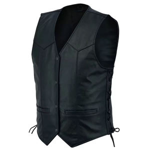 <b>Men</b> <b>Leather</b> <b>Waistcoat</b> Good Quality Genuine <b>Leather</b> Vest Solid Color Custom Printing - Product Image 4