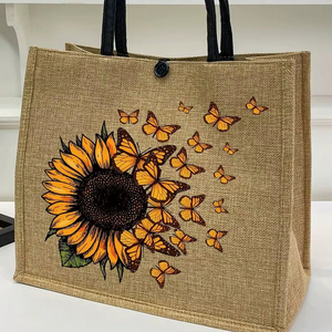 Durable Thick Jute Tote <b>Bag</b> Eco-Friendly <b>Reusable</b> Shopping Carry <b>Bag</b> for Heavy Load and Long-Term Use - Product Image 1