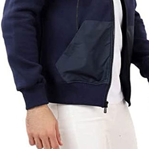 Sweat-shirt à capuche zippé bleu marine pour homme, coupe classique, décontracté, couleur unie, en molleton bouclette, idéal pour l'automne - Product Image 4