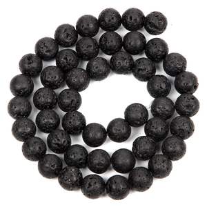 Perles de pierre de lave volcanique de qualité A, pierres précieuses naturelles authentiques, perles rondes en vrac pour la création de bijoux DIY, options en lot. - Product Image 3