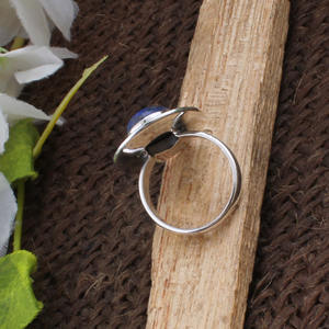 Bague en lapis-lazuli naturel, argent sterling 925, pierre précieuse bleu profond authentique, bijou fait main pour homme et femme - Product Image 5