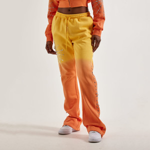 Pantalon de jogging ample pour femme, style hip-hop, avec logo personnalisé imprimé pierres précieuses et strass, 100 % coton biologique, coupe décontractée pour fille - Product Image 1