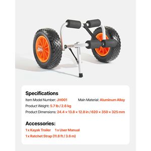 200 Lbs Load Capacity <b>Foldable</b> Kayak <b>Cart</b> 10 Inch Solid Rubber Tires 1 Ratchet Strap for Paddle Board Tro for Hand <b>Carts</b> - Product Image 4