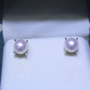 S925 Silver Classic Princess <b>Pearl</b> <b>Earrings</b> Luxury High Fat Mantou Fresh Water <b>Pearl</b> White Transparent Pink with Strong Light - Product Image 4